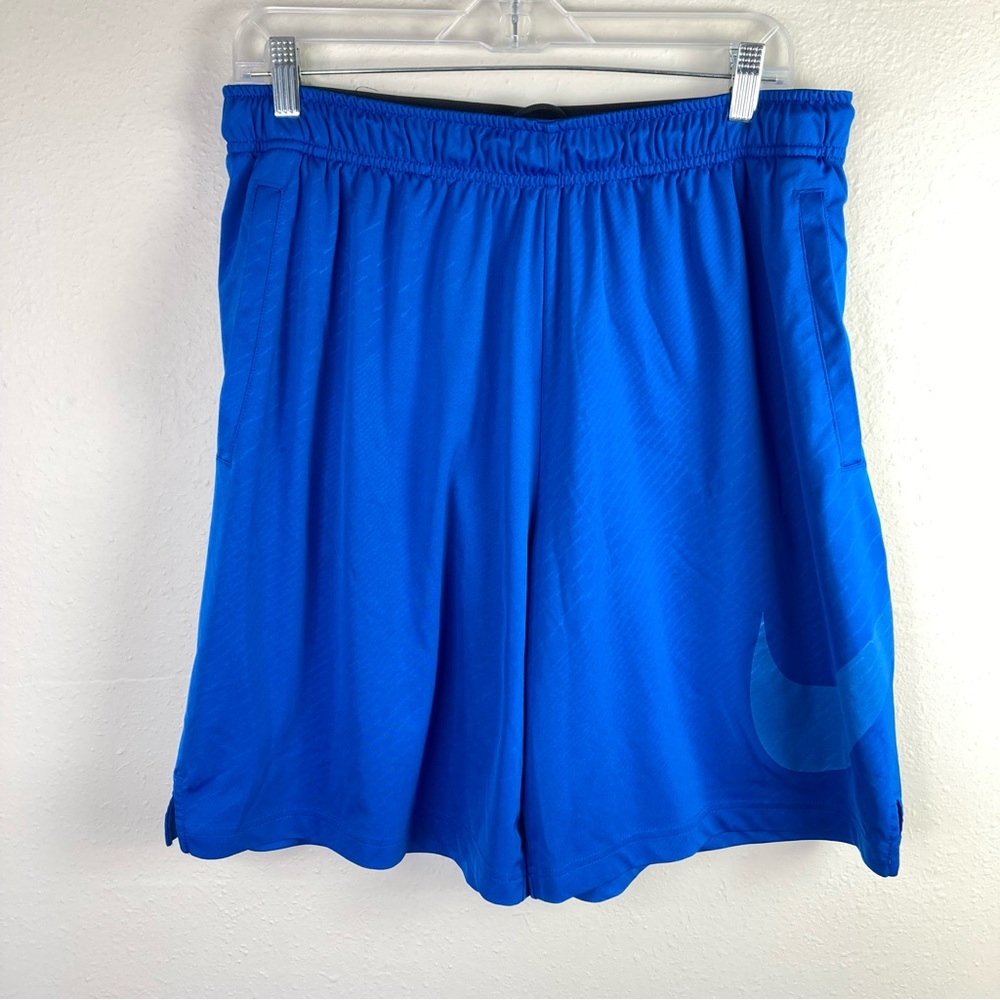 Nike DRI FIT Training Gym Active Shorts Blue Drawstring Pockets